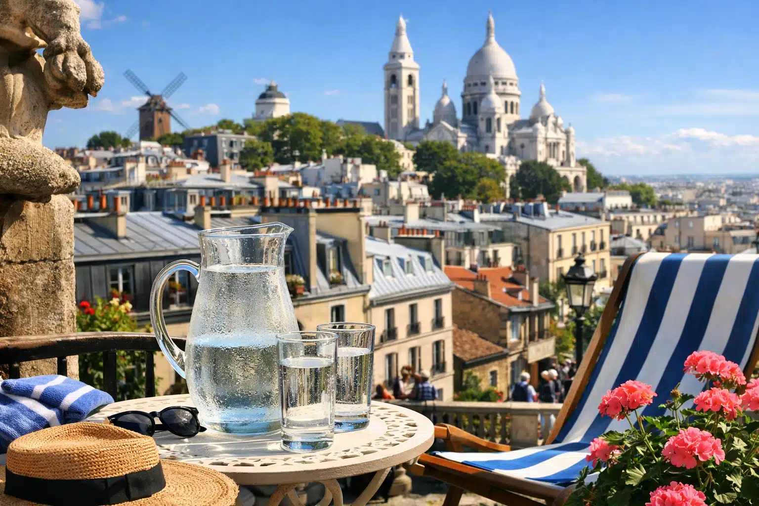 Carte des quartiers parisiens classés selon consommation eau par habitant avec données comparatives