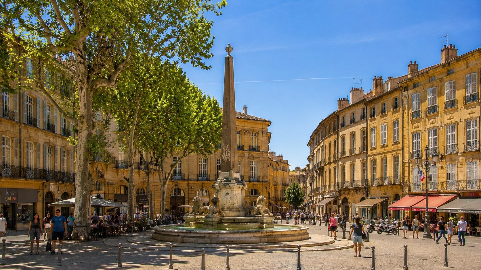 Vue d'une place dans la ville d'Aix-en-Provence