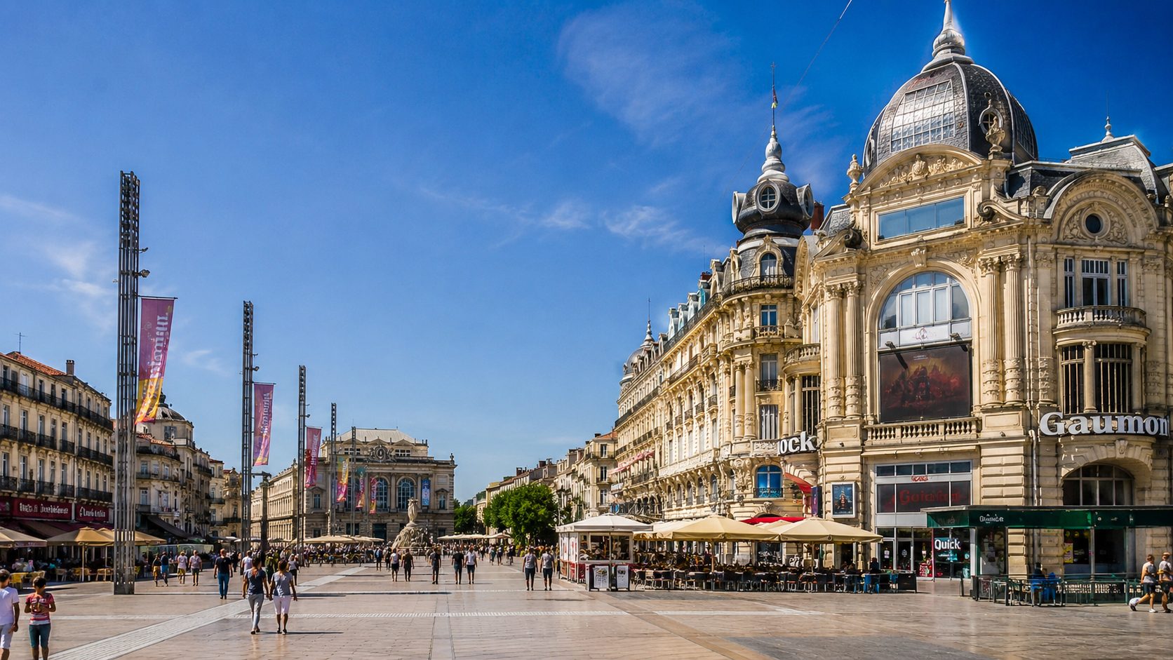 Vue de la Plaza dans la ville de Montpellier