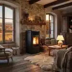 Intérieur chauffé avec un pôele à granulés de bois